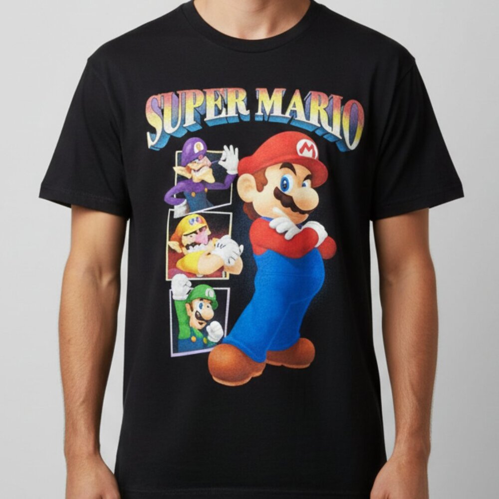 Super Mario Bros‎ Nintendo Men's Black Graphic T-Shirt Size S